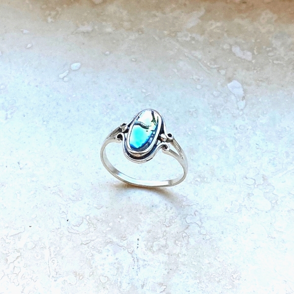 NIB Women's Elegant 925 Sterling Silver Oval Abalone Ring Size 9 - Picture 10 of 11